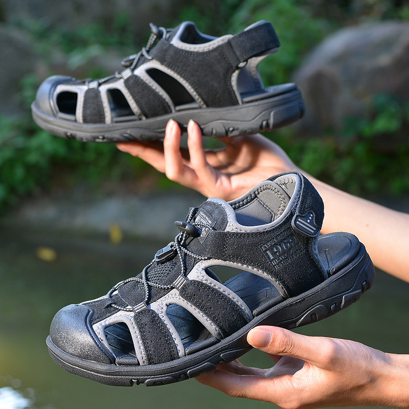 Foreign Trade Beach Shoes Men's Baotou Sports Sandals Summer Breathable Hollow Outdoor Sports Leisure Wading Shoes