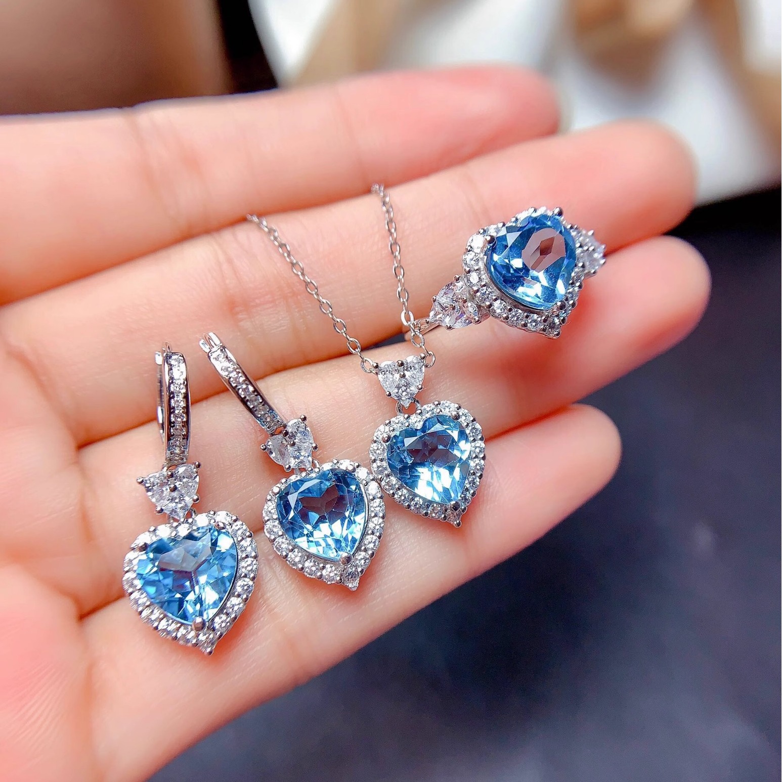 Picture of Live Cross-border New Imitation Natural Swiss Topa suit Ring Pendant Earrings Mozambique Garnet Jewelry