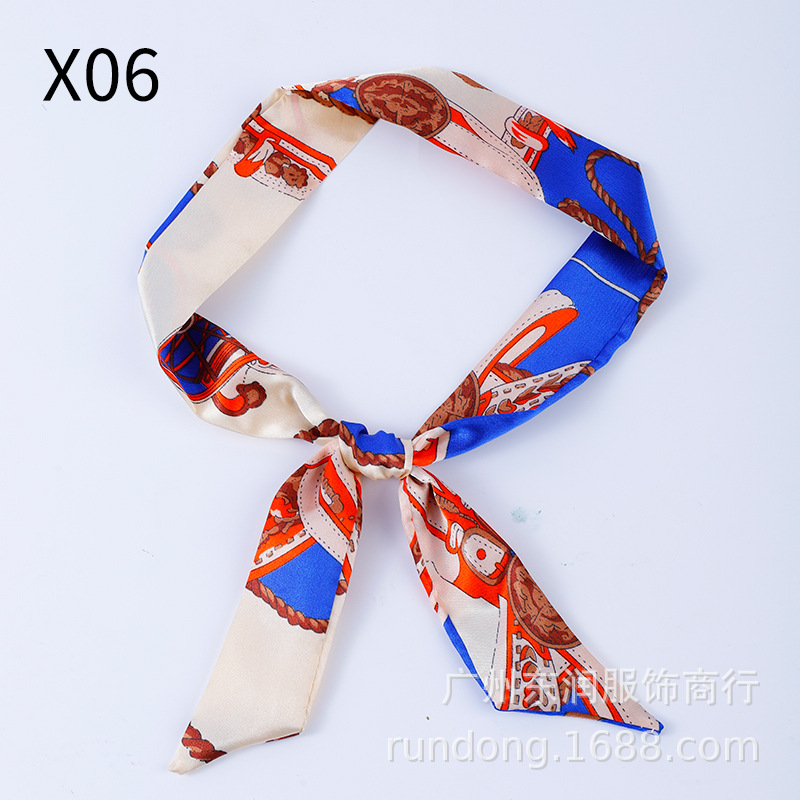 Picture of Silk Scarf Wholesale Long Beveled Small Silk Scarf Double-layer All-match Hair Belt Ribbon Decoration Tie Bag Hand Gift Box Silk Scarf