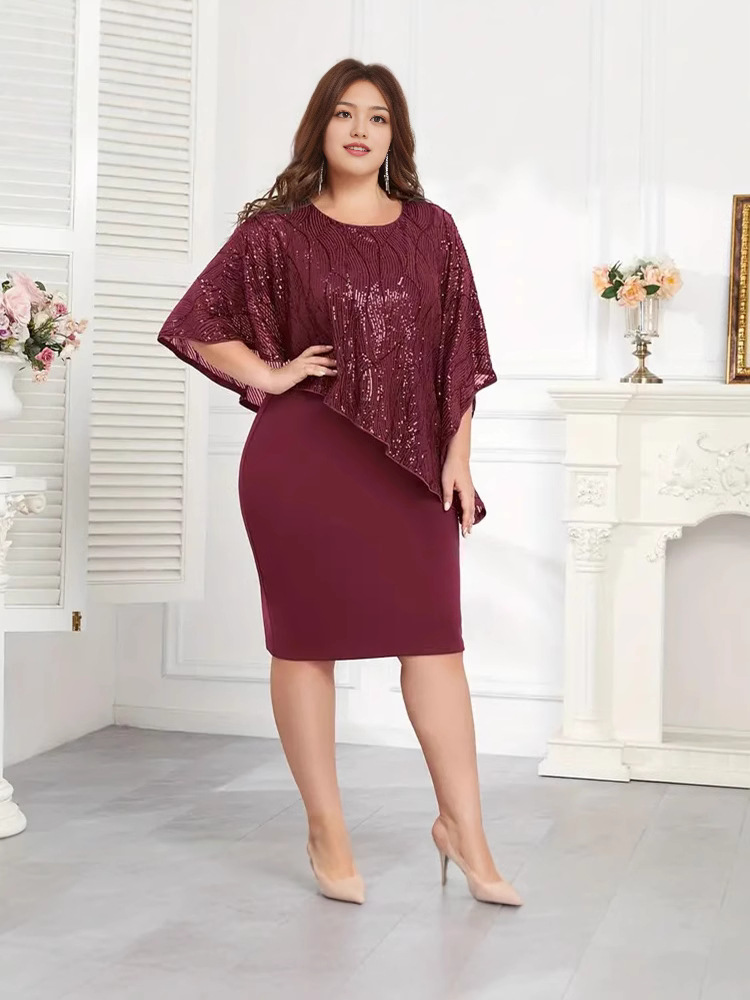 European and American foreign trade new bead stitching irregular plus size women's dress wrap hip skirt skirt in stock can add color