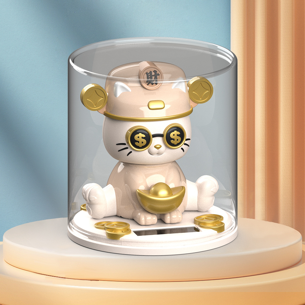 Picture of Solar big head white cat nods lucky cat creative shop opens craft gifts car ornaments cashier