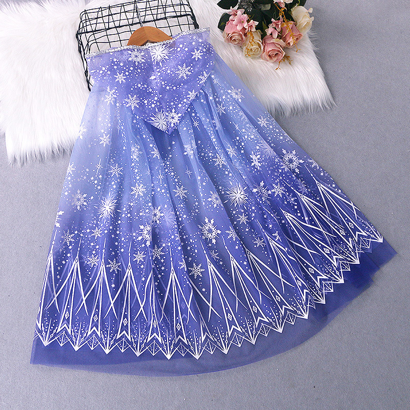 Picture of Frozen Cape Thin Children's Stylish Mesh Cloak Cosplay Costume Hooded for Going Out