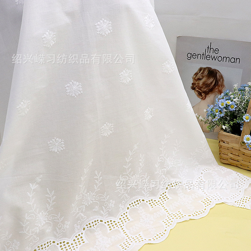 Picture of in stock variety of pure cotton hollow embroidered fabric bilateral positioning perforated spring and summer children's clothing dress white embroidered fabric