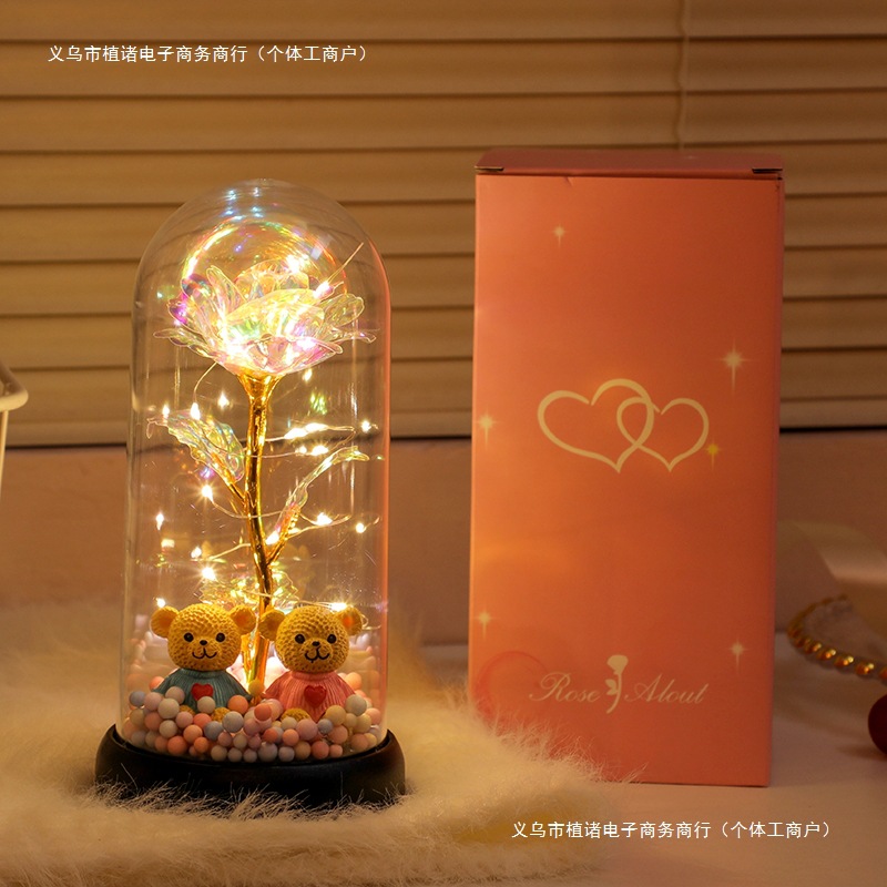 Picture of Immortal bouquet rose night light ornament bedroom decoration birthday gift for girlfriend girl children student Qixi Festival