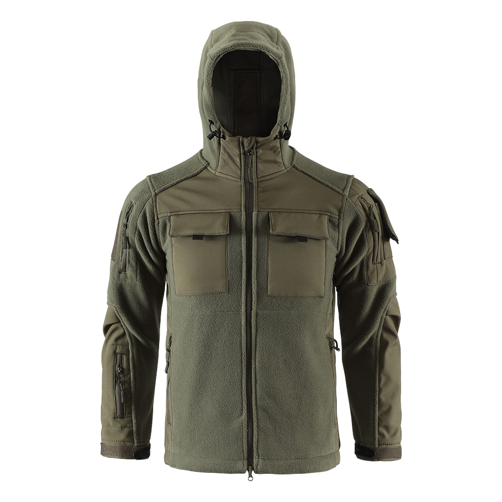 Picture of ESDY outdoor camouflage fleece jacket stitching men's jacket warm liner polar fleece jacket soft shell jacket