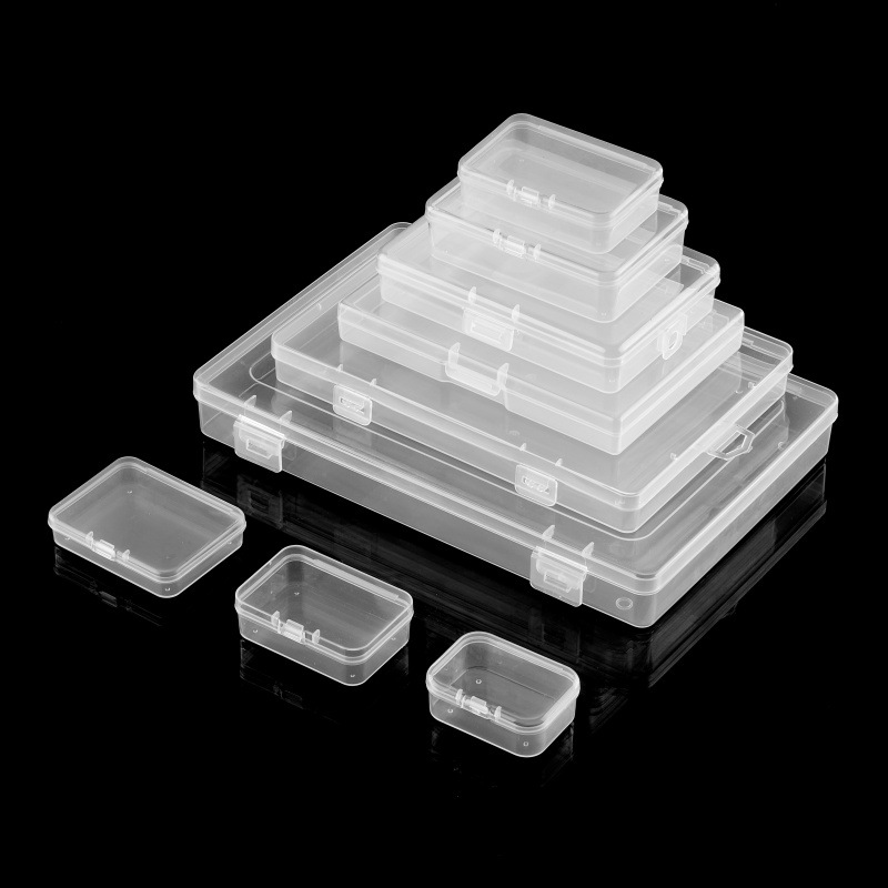 Picture of in stock Multi-size Square Buckle Cover Transparent PP Plastic Box Jewelry Packaging Small Box Flip Cover Parts Storage Box