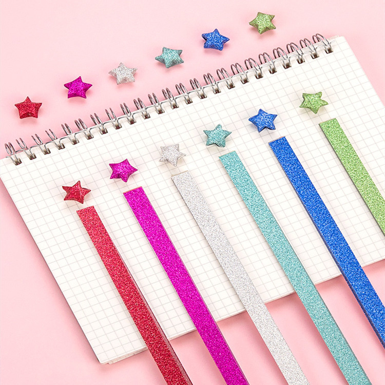 Picture of Star Origami Strips Colorfulful Wishing Five-Star Lucky Star Art Kidsren's Birthday Foldableing Handmade Gifts Summer Vacation Colored Paper
