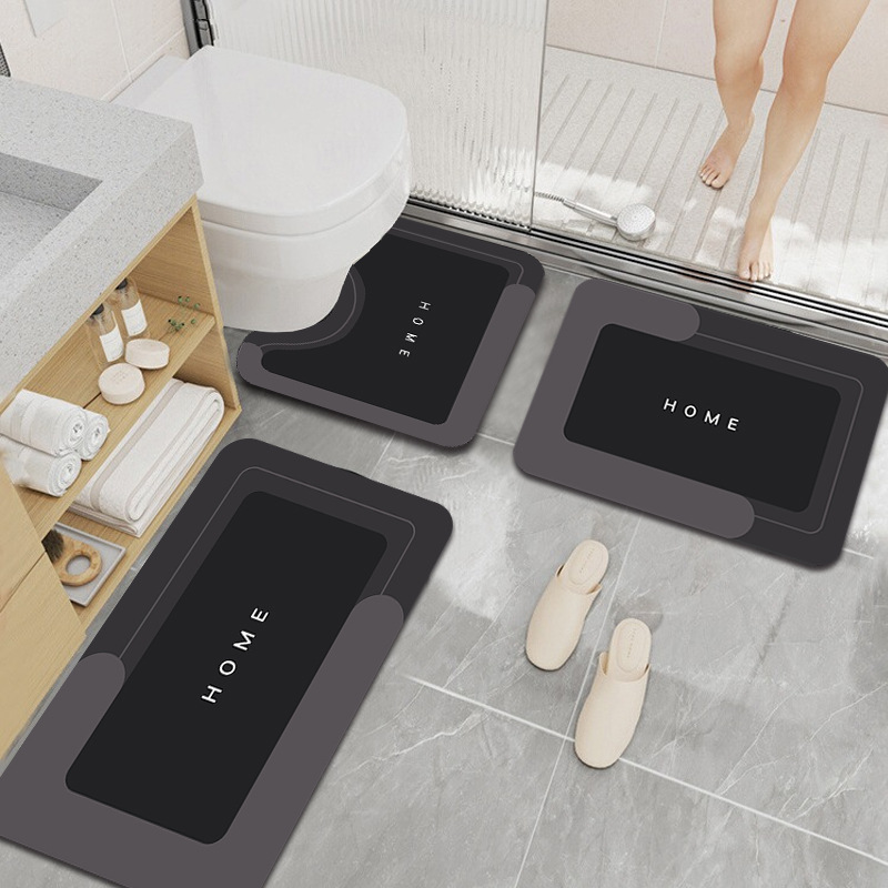 Simple Light Luxury Diatom Mud Floor Mat Bathroom Floor Mat Bathroom U-shaped Toilet Three-piece Entrance Door Mat