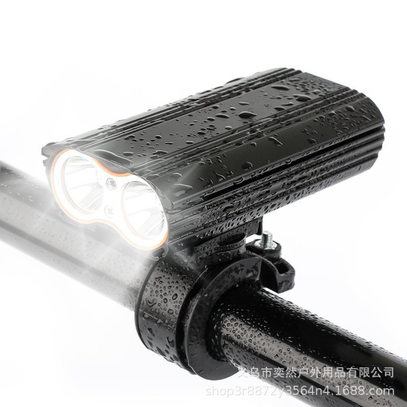 New double T6 headlight bright USB rechargeable headlight aluminum alloy rechargeable light cycling light bicycle headlight