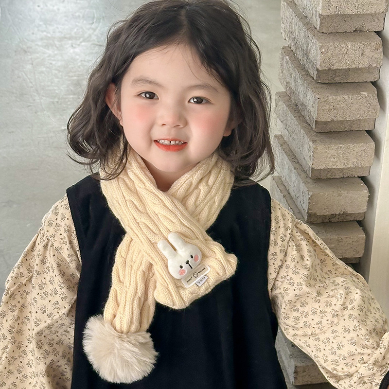 Ins Cute Rabbit ~ Children's Autumn and Winter Scarf Baby Boys and Girls Warm Neck Knitted Twist Scarf Cold-proof Scarf