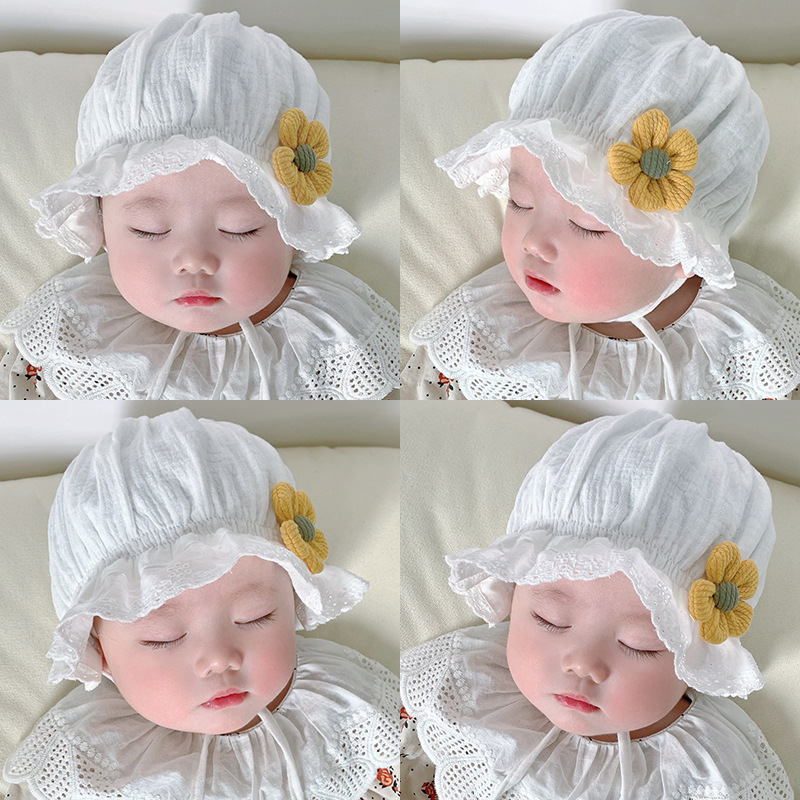 Baby Hat Spring and Autumn Thin Baby Girl Cute Baby Princess Cotton Sunshade Newborn Uterine Extension Hat Fetal Hat