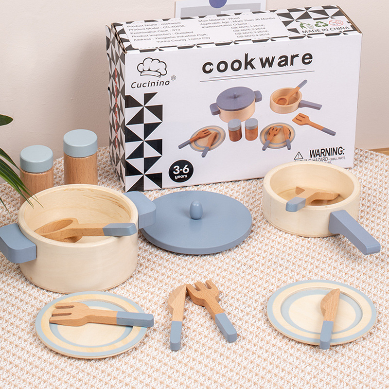 Picture of Cross-border New Products Wooden Children's Play-house Simulation Kitchen Toy Set Cooking Rice Cooking Kindergarten Interactive Toys