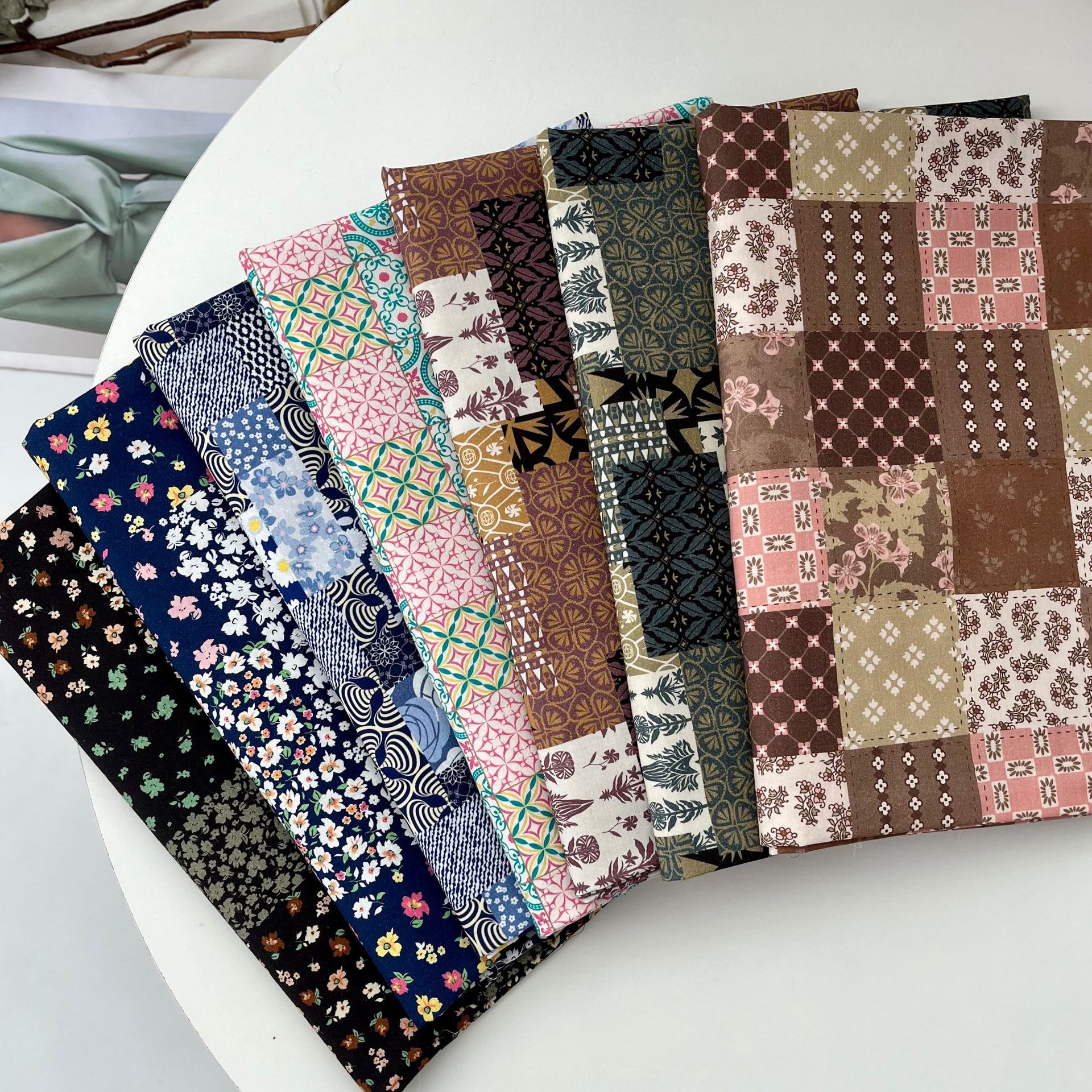 Cotton 60-Count Poplin Digital Printing Ethnic Style Patchwork Bags Cheongsam Dress Home Wear Fabric