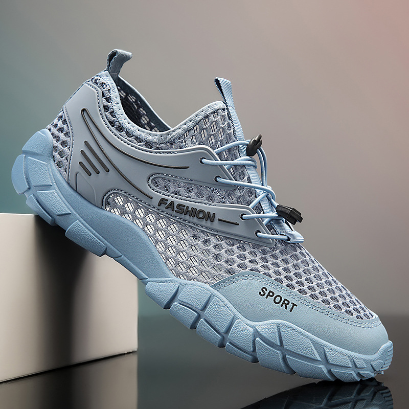 Men's Shoes Summer Breathable Thin 2025 New Sports Casual Running Deodorant Mesh Mesh Shoes Hollow All-match Trendy Shoes