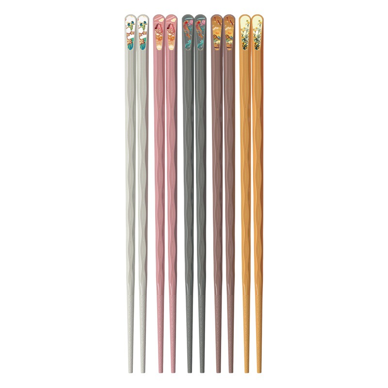 Popular online popular national fashion style five pairs one-piece delivery one person chopsticks sub-meal chopsticks alloy chopsticks wholesale factory