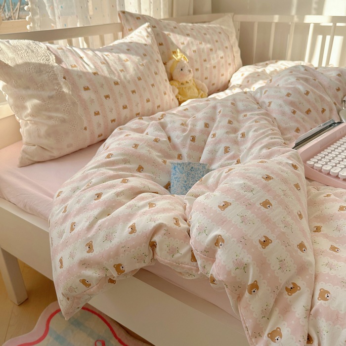 Picture of Class a French Bedding Four-Piece Set Pure Cotton Double-Layer Gauze Quilt Cover Bed Sheetss Summer Bed Bed Sheetss Dormitory Three-Piece Set 4
