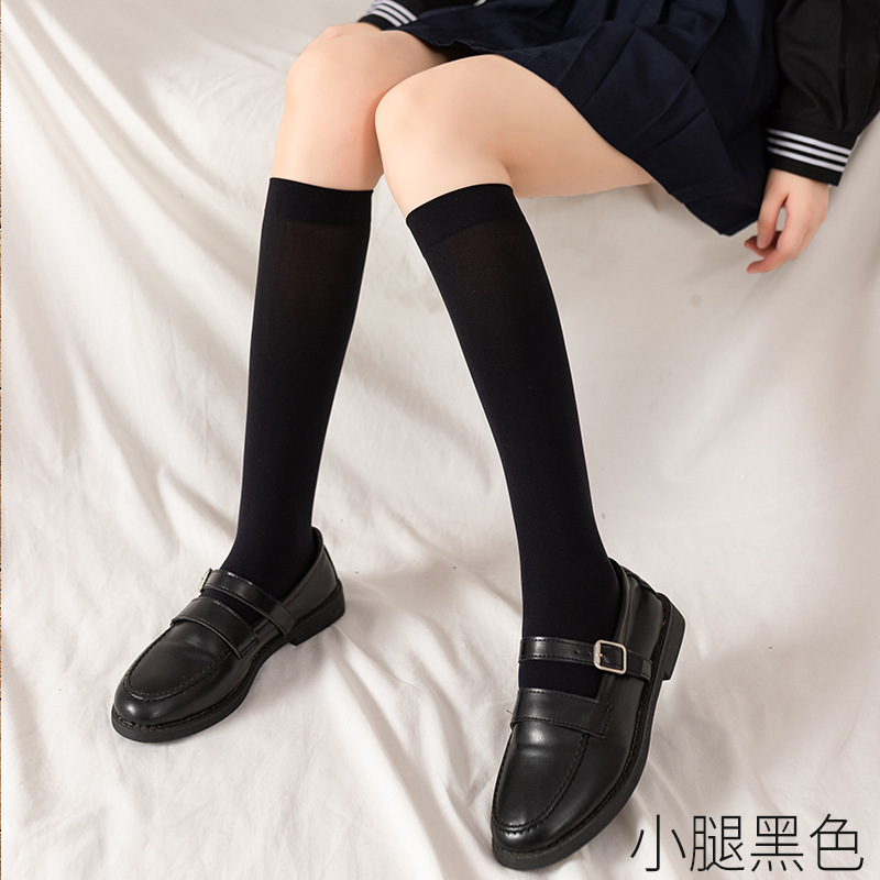 Picture of White velvet calf socks spring and summer stockings women's black thin long tube jk uniform knee socks Japanese mid-length stockings