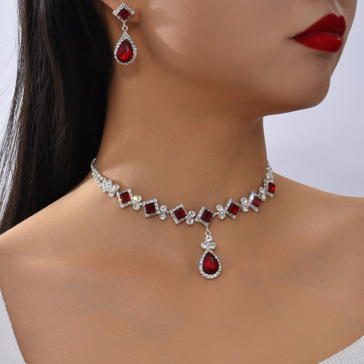 European and American Bridal Jewelry suit Women Jewelry suit Banquet Wedding Party Elegant Elegant Necklace Earrings suit