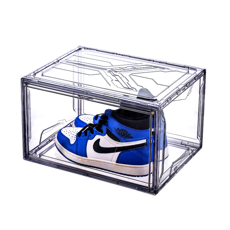 Picture of Folding Transparent Visible Side Door Extra-large Shoe Box Stacked Magnetic Absorbing High Permeability Shoe Rack Sports Shoe Display Shoe Wall