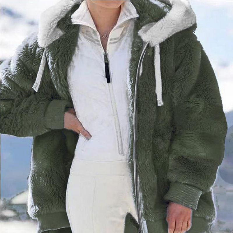 Picture of 9732# Amazon Wish Independent Station Best Selling New Fall/Winter Loose Plush Zipper Hooded Jacket Wei Yi