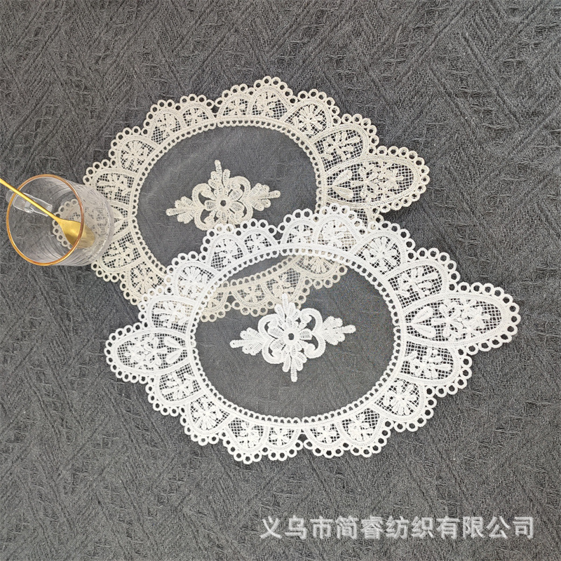 Picture of Coaster European-style Diamond Embroidered Hollow Table Mat Household Plate Bowl Mat Ornaments Fabric Mesh Decorative Mat