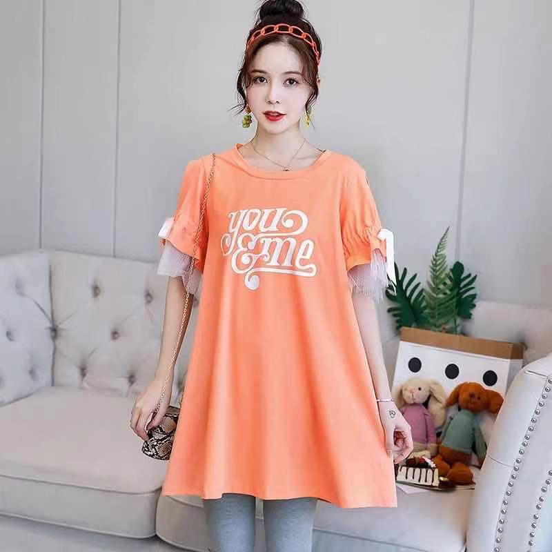 Picture of New Pregnant Women's Summer Half-sleeved T-shirt suit Korean Pregnant Women's Spring Mid-length Top dress Two-piece Set