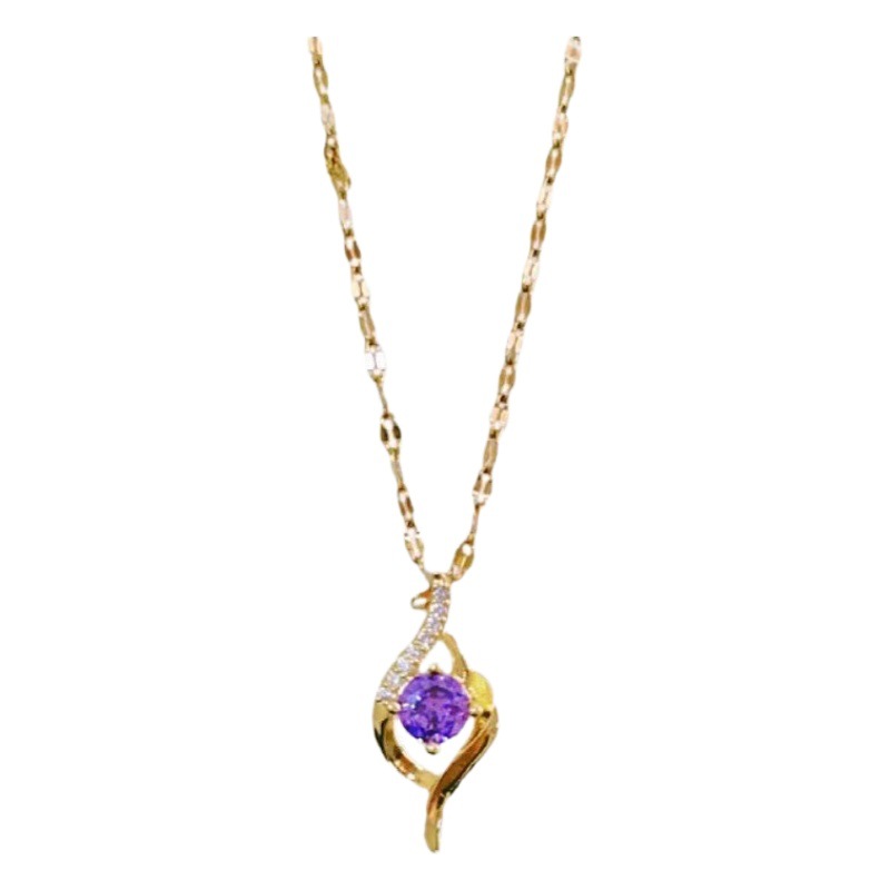Titanium Steel Necklace, Zircon, clavicle chain, light luxury, niche high sense ornamentation as your heart red necklace