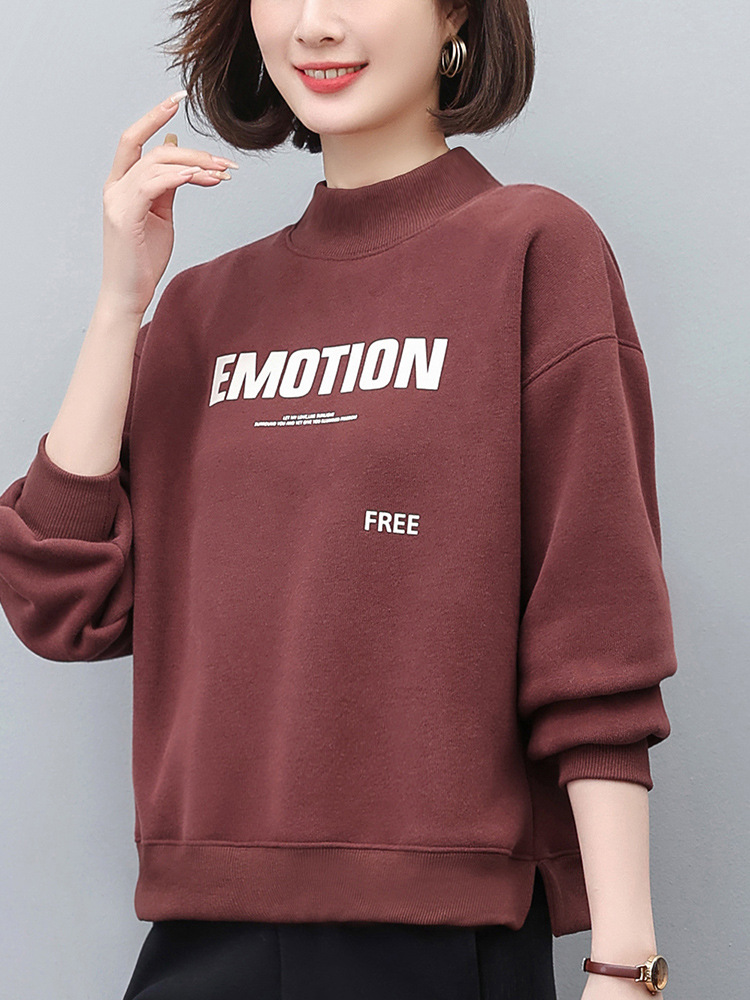 fleece-lined Sweat Women's Winter Short 2024 New Loose Thickened Middle-aged Mother's Fashionable Casual Pullover Top