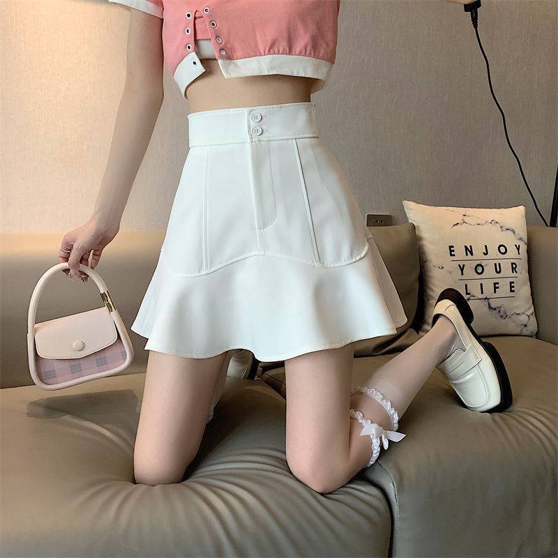 2024 Summer plus size chubby girl Black Skirt Women's High Waist Anti-glare Fishtail Shorts Slim A- line Hip Skirt