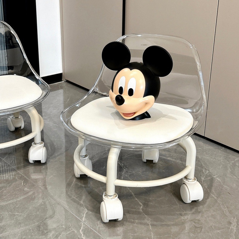 Picture of Acrylic pulley low stool, spinner wheel, children's home living room stool, foot mat, light luxury high-end chair, back chair