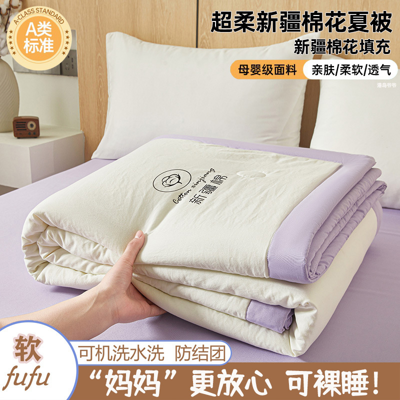 Picture of Xinjiang Pure Cotton Summer Cool Quilt Summer Air-Conditioned Quilt Double Thin Quilt Dormitory Single Student Machine Washable Quilt Core