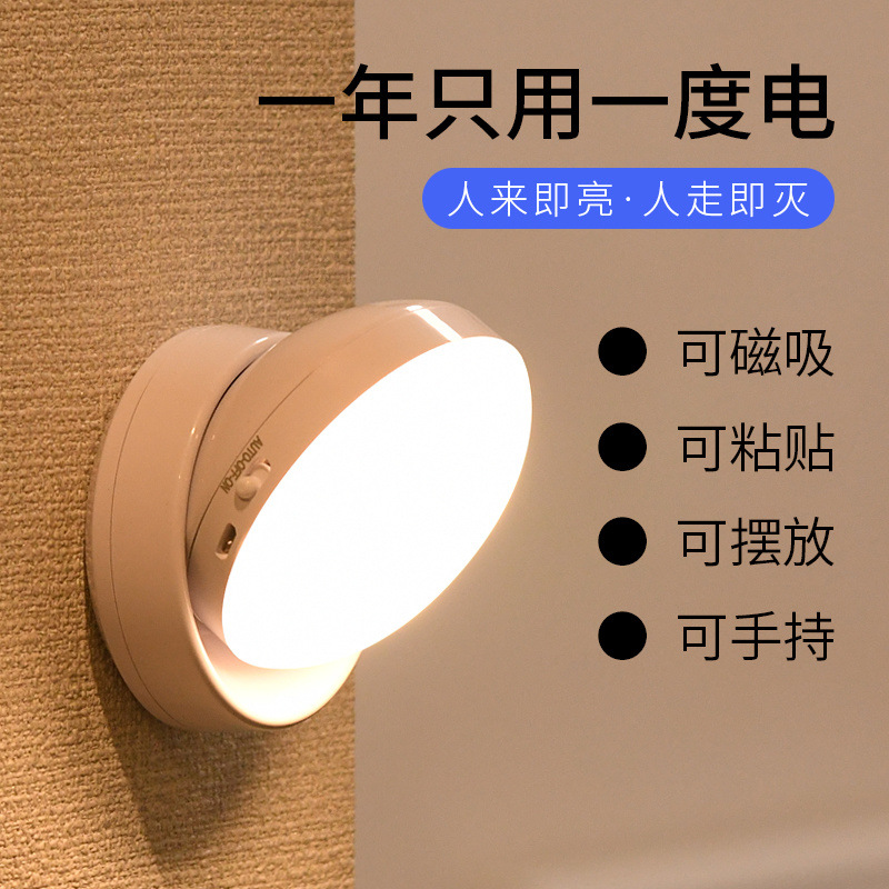 Automatic Human Body Sensor Lamp, Light Goes Out When People Walk Away, Bedside Led Voice-Activated Fully Automatic Unplugged Night Light for Stairs