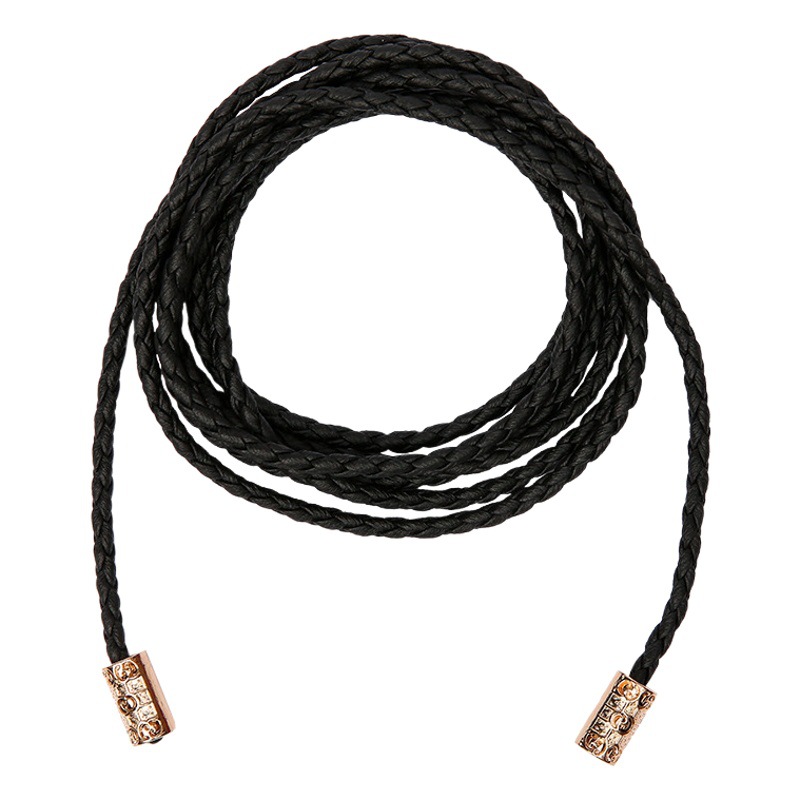Cross-border Super Long Woven Knotted Women's Belt Alloy Pendant Belt Women's Dress Decoration Waist Rope All-match Thin Waist Chain