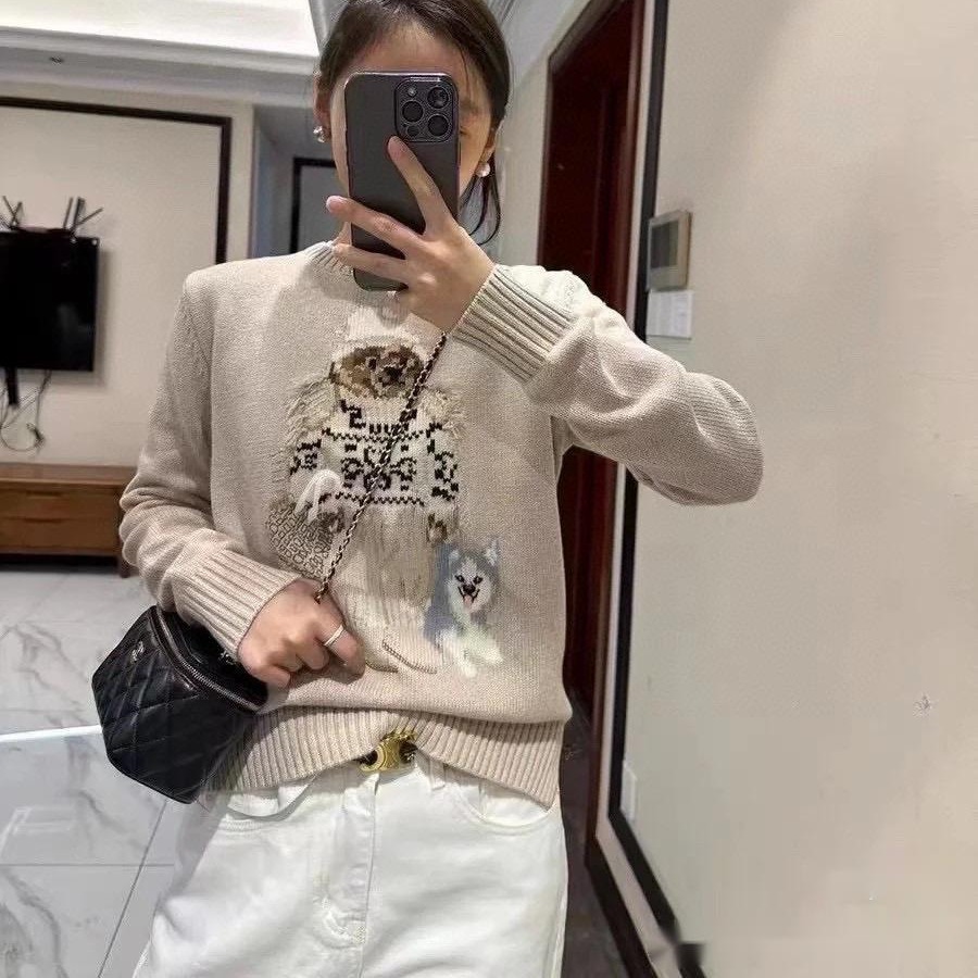 Pony ~ autumn and winter New Maillard limited edition two ha old money points embroidery hanging wool American all-match age-reducing sweater