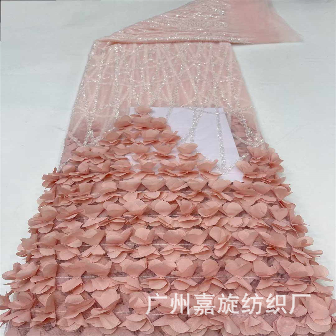 2024 New Three-dimensional Flower Handmade Sticker Flower Sequins Beaded Tube Embroidered Wedding Dress Dress Embroidered Cloth Lace