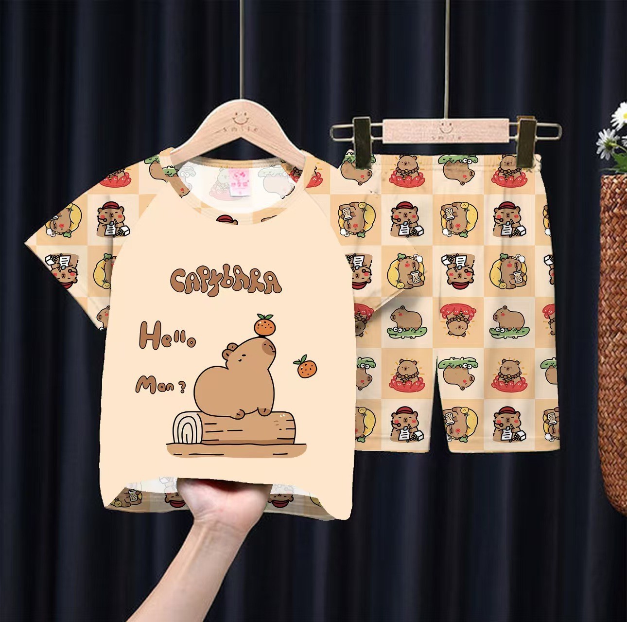 Picture of Wholesale Summer Children's Pajamas Cartoon Girls Short-Sleeved Shorts Thin Boys Casual Middle and Large Children's Suits Home Clothes