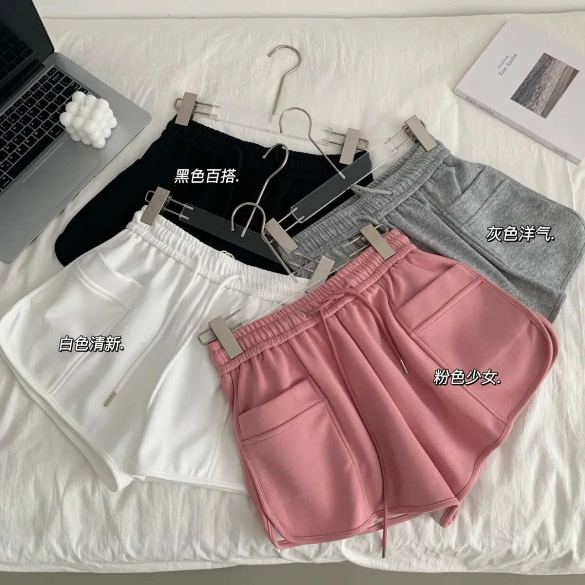 2023 Spring and Summer Breathable Cotton Short Sports Pants Women's Loose Casual Slimming Drawstring Pocket Design Sense
