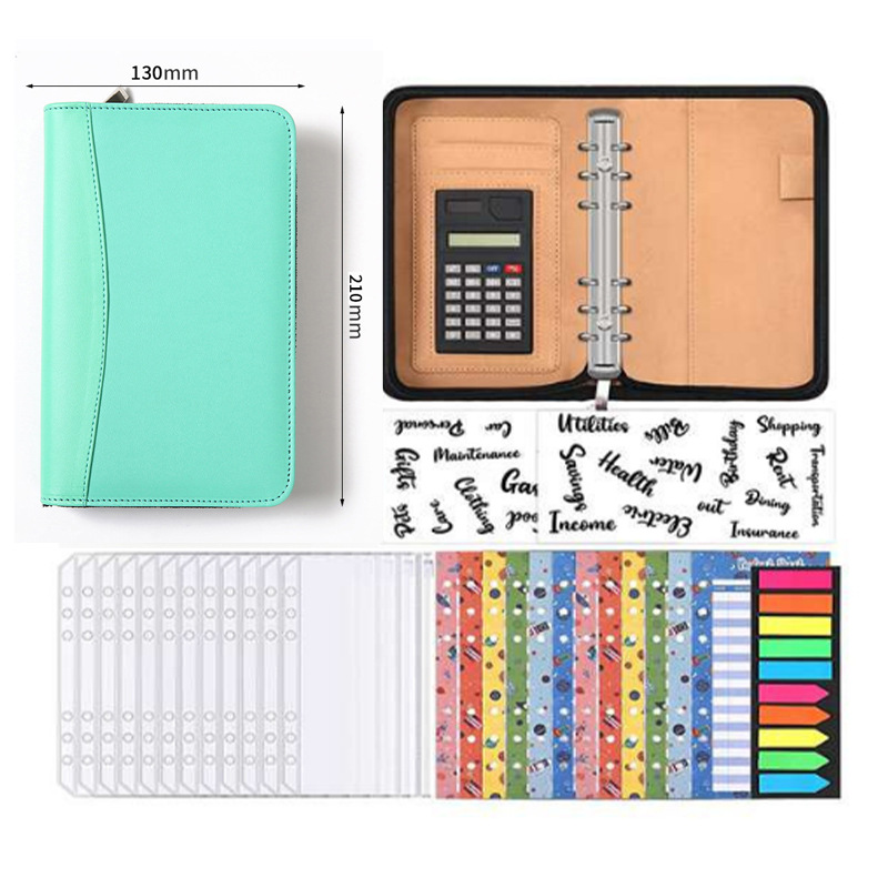 Picture of Solid Color Business Loose-leaf Hand Ledger Wholesale Zipper Bag with Calculator Multifunctional Notebook Notepad Print LOGO