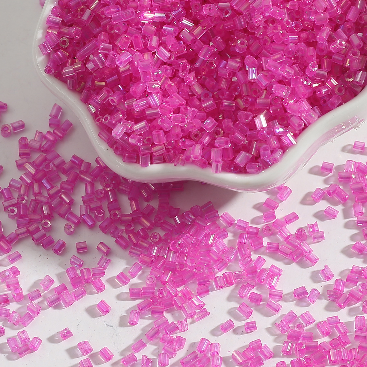 Picture of 2mm magic color H-tube beads hand-sewn beads loose beads diy hand-made color-plated glass rice beads material jewelry accessories wholesale