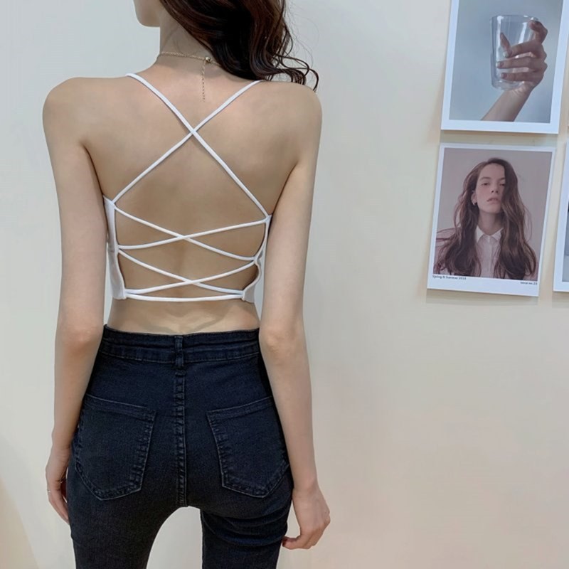 2023 new style beauty back cross camisole women's inner pure cotton with chest pad sexy bottoming outer wear beauty back underwear