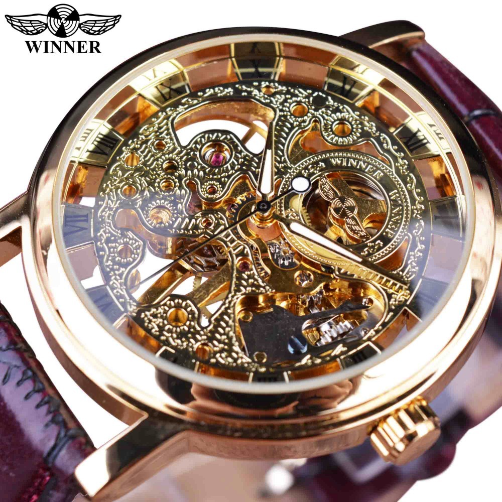 Foreign Trade Amazon Cross-border Men's Casual Hollow Watch Manual Mechanical Watch Wrist Watch Mechanical Watch winner