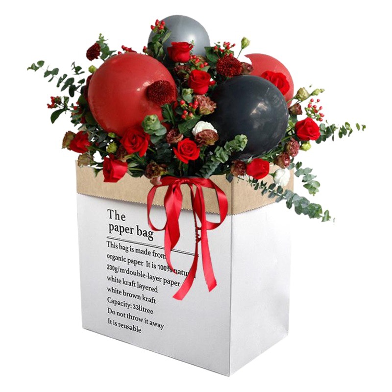 Picture of Flower packaging bag ins style bouquet bag rectangular gift bag kraft paper bag net red English hug bag wholesale