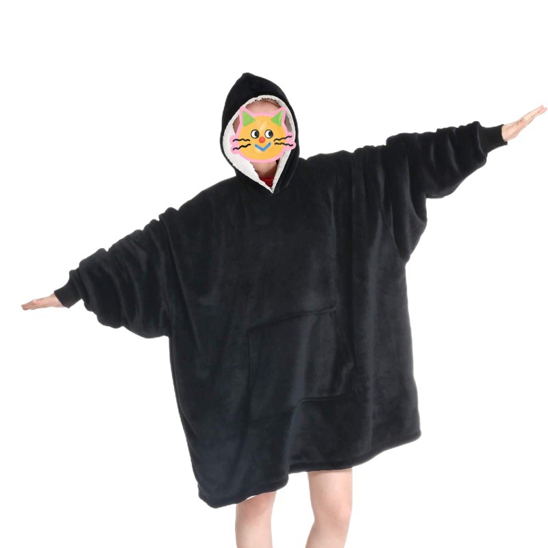 Cross-border Warm TV Blanket Home Service Liren Pajamas Outer Cold-proof Clothes Hooded Fleece Warm Flannel Blanket