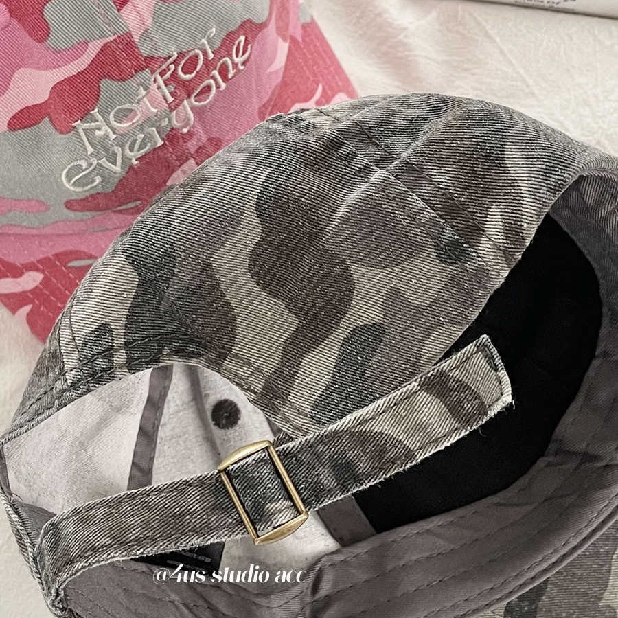 Picture of Hot Girl Street Vintage Camouflage Antique Washed Letter Embroidered Baseball Cap Women's Soft Top Show Face Small Cap Couple