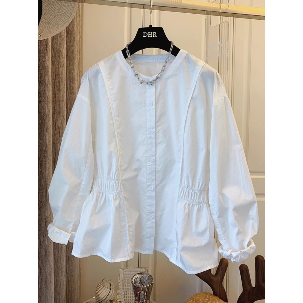 plus size 2025 New Chic Early Spring Top Chic High Design Sense Niche French White Shirt A3001
