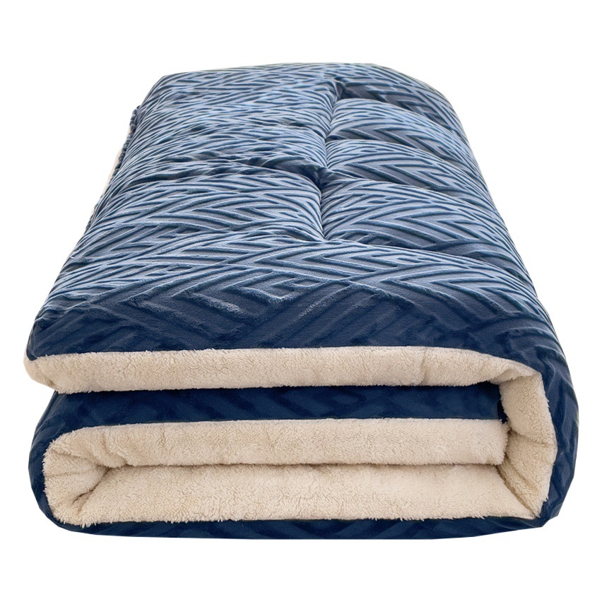 Winter Carved Milk Velvet Mattress Cushion Thickened Lamb Velvet Bed Mattress Student Dormitory Warm Flannel Quilt