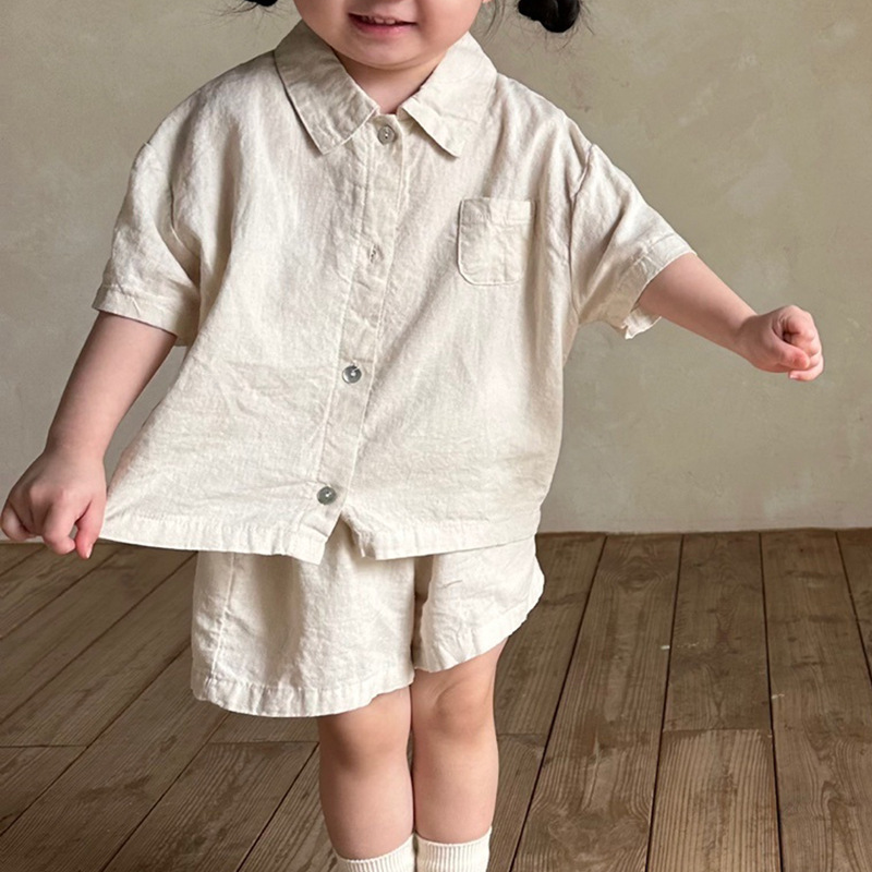 Children's Suit Summer Clothing Boys' Brother and Sisters South Korea suit Summer Children's College Style Two-piece Female Treasure