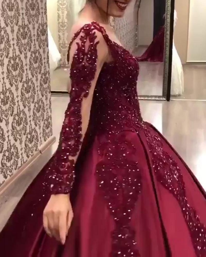 Picture of 2020 New European and American Foreign Trade Women's Independent Station Bronzing Large Sexy Long Dress Trailing Banquet Evening Dress
