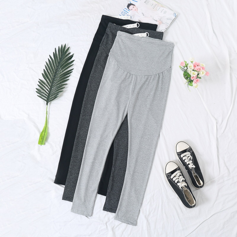 Picture of Large number of in stock thin spring and summer pregnant women solid color cropped pants autumn adjustable leggings pregnant women pants bottoming trousers