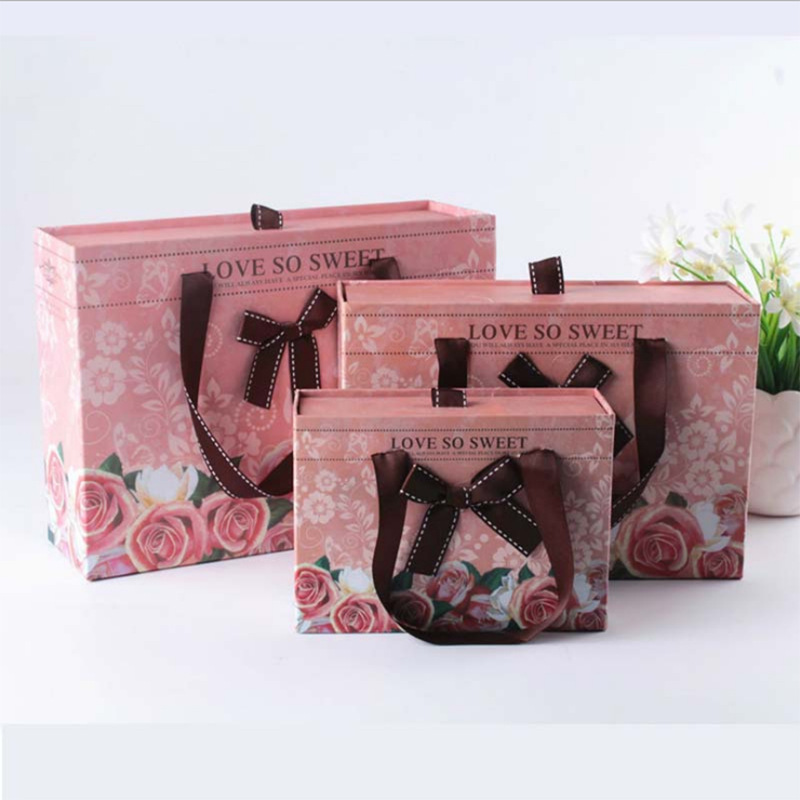 in stock gift box empty box pull-out wedding companion gift box birthday exquisite high-grade bow flower box
